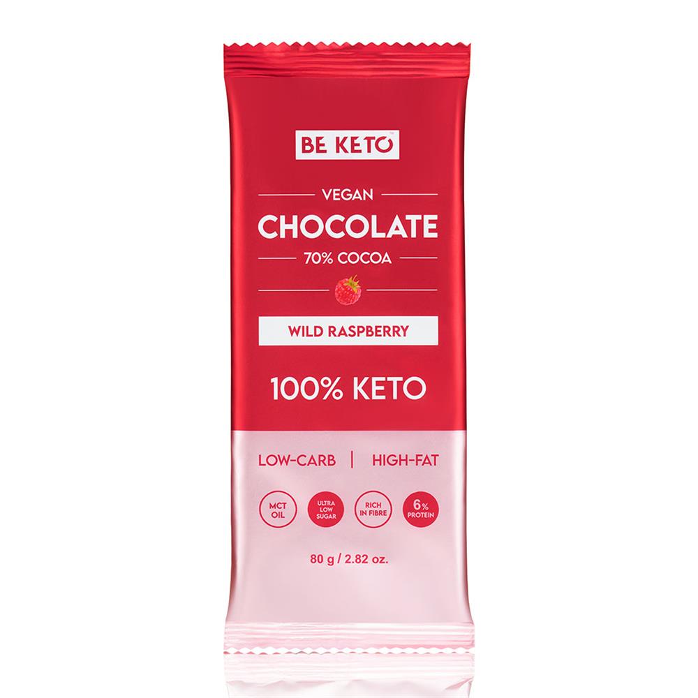 BeKeto - Vegan Keto Chocolate + MCT Wild Raspberry 80g - Greenlands Health Store