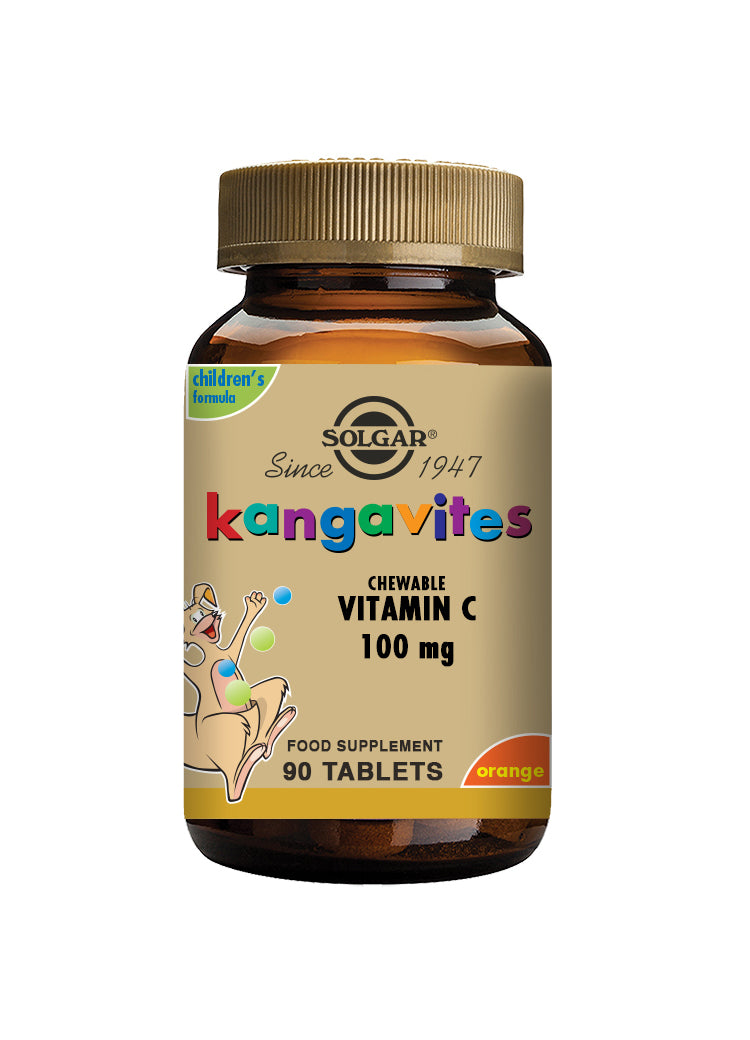 Solgar® Kangavites Natural Orange Burst Vitamin C 100 mg Chewable Tablets - Pack of 90 - Greenlands Health Store