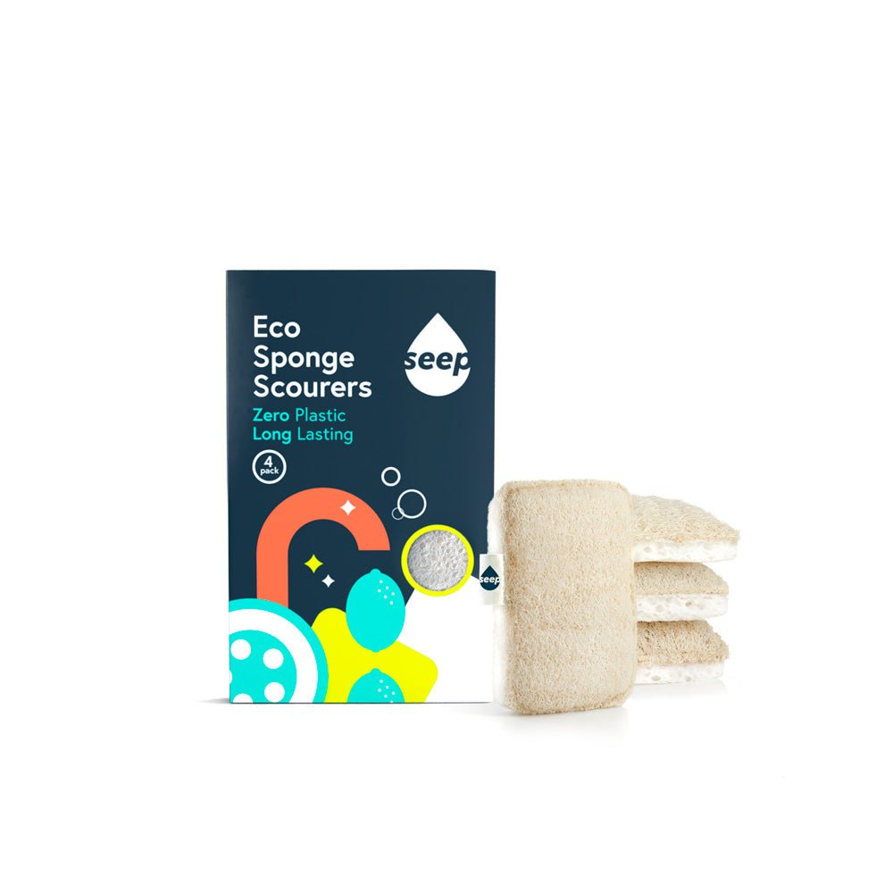 Seep Compostable Sponge with Loofah Scourer - pack of 4 - Greenlands Health Store
