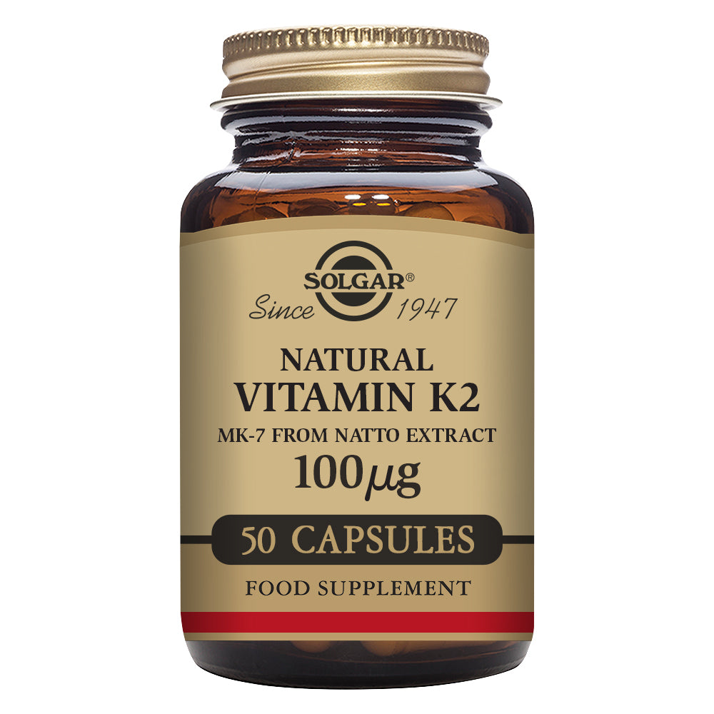 Solgar® Natural Vitamin K2 (MK-7) 100 µg Vegetable Capsules - Pack of 50 - Greenlands Health Store