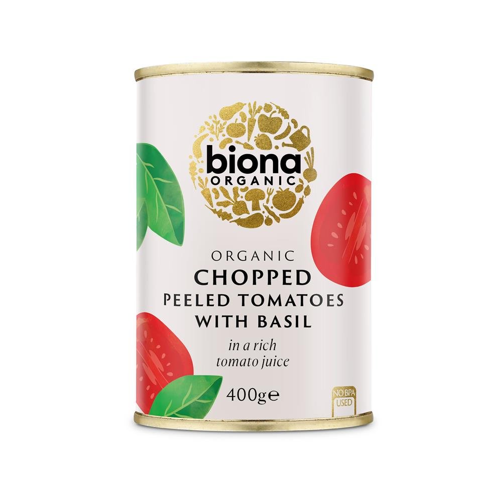Organic Chopped Tomatoes with Fresh Basil 400g - Greenlands Health Store