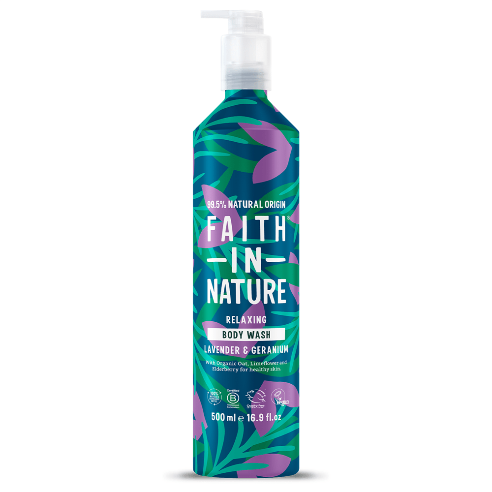 Faith in Nature Lavender & Geranium Body Wash - 500ml Metal - Greenlands Health Store
