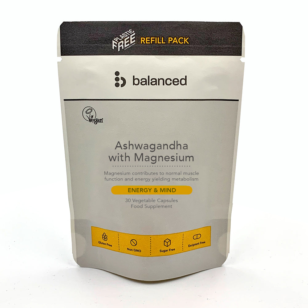 Ashwagandha With Magnesium 30 Veggie Caps - Refill Pouch - Greenlands Health Store
