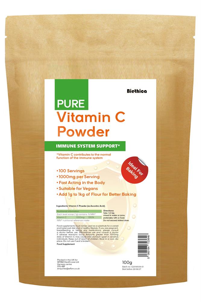 Biethica Vitamin C Powder Immune System Support 100g - Greenlands Health Store