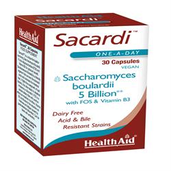 Sacardi (Saccharomyces boulardii) 5billion +Vit B3+FOS 30 Vegica - Greenlands Health Store