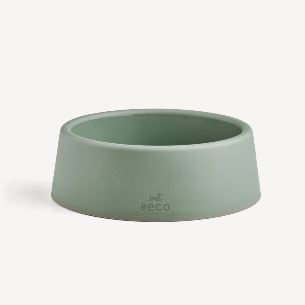 A sturdy food and water dog bowl. Olive Green. 1 small bowl - Greenlands Health Store