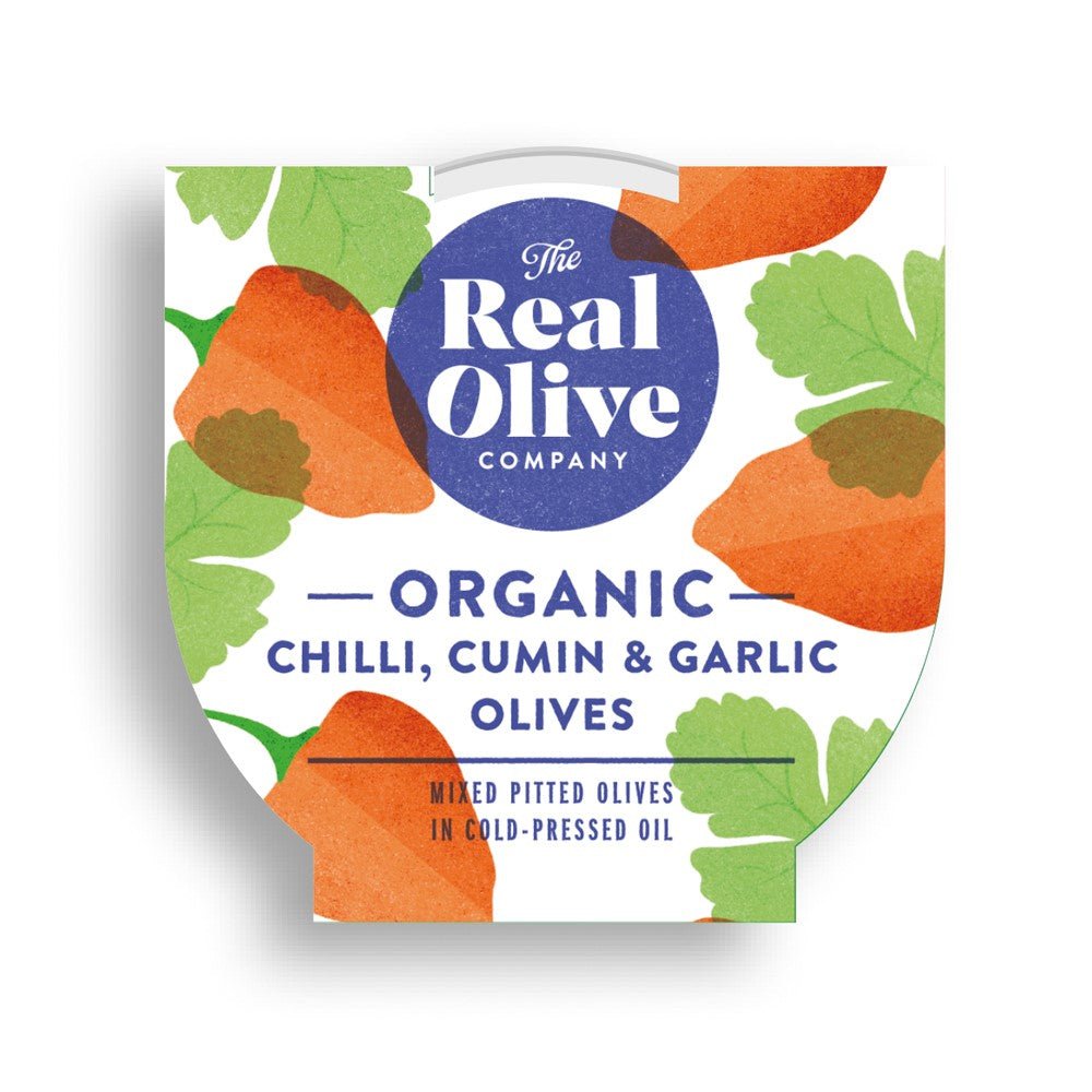 Organic Chilli Cumin & Garlic Mixed Pitted Olives 150g - Greenlands Health Store