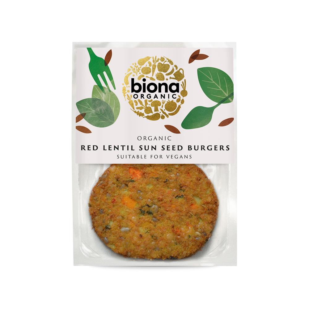 Organic Red Lentil Sun Seed Burgers 160g - Greenlands Health Store