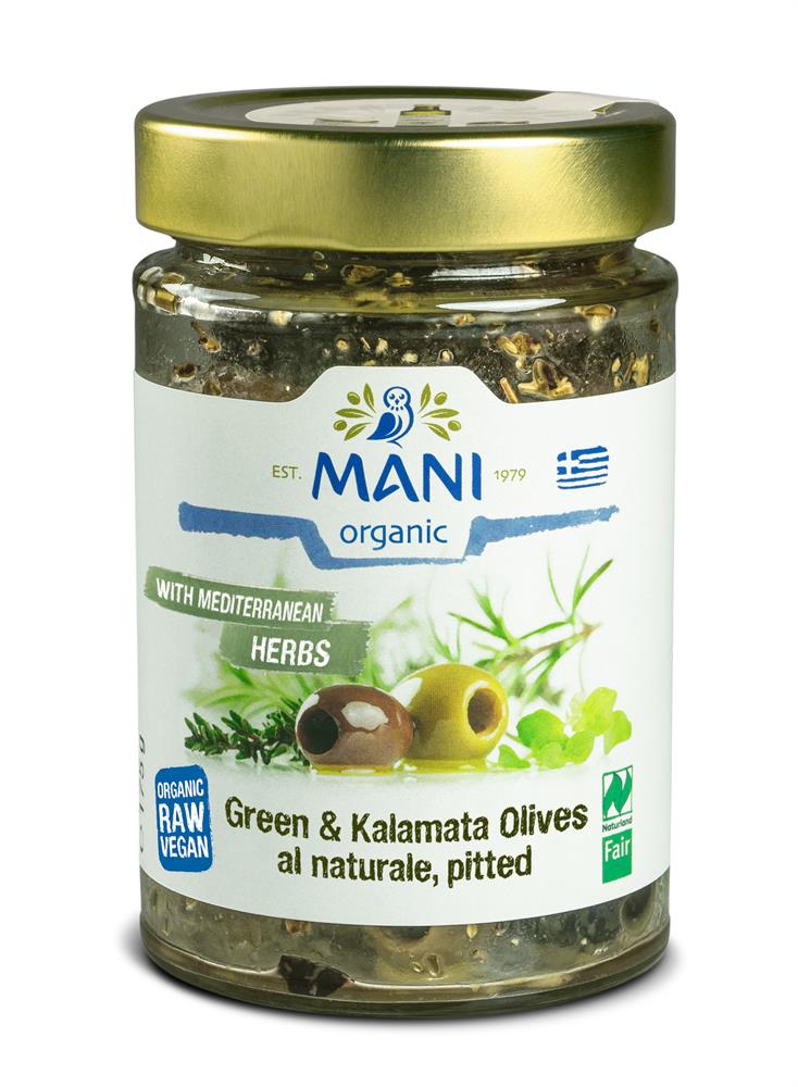 Organic Olives al Naturale Pitted with Mediterranean Herbs 175g - Greenlands Health Store