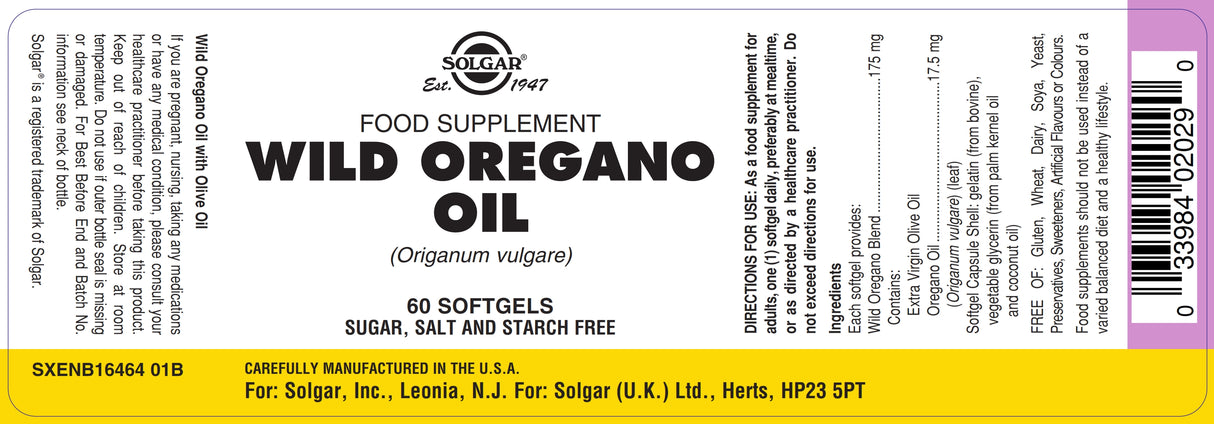 Solgar® Wild Oregano Oil Softgels - Pack of 60 - Greenlands Health Store