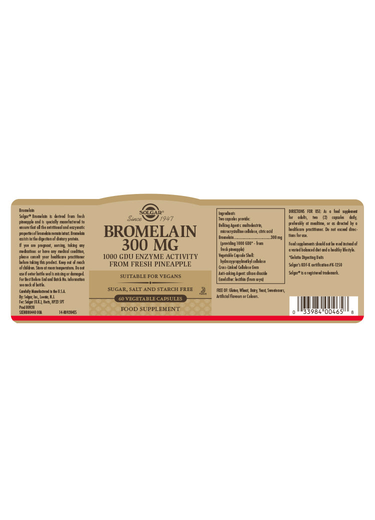 Solgar® Bromelain 300 mg Capsules - Greenlands Health Store