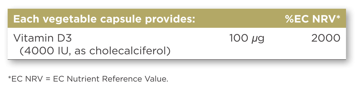 Solgar® Vitamin D3 (Cholecalciferol) 4000 IU (100 µg) Vegetable Capsules - Greenlands Health Store