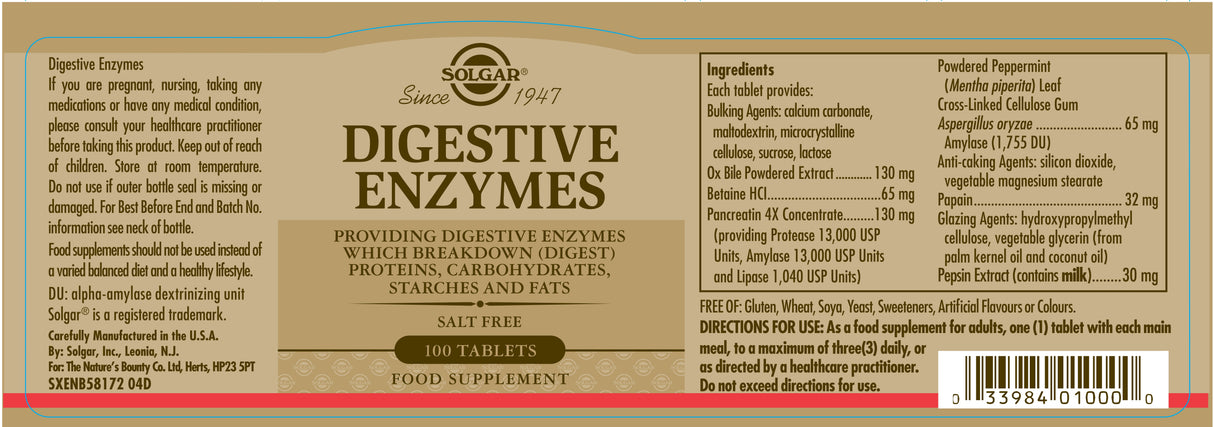 Solgar® Digestive Enzymes Tablets - Greenlands Health Store