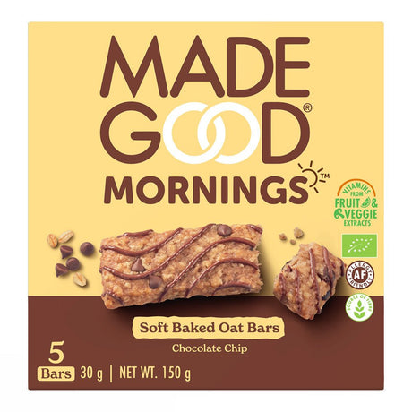 MadeGood Morning Oat Bar Chocolate Chip 5 x 30g Multipack - Greenlands Health Store