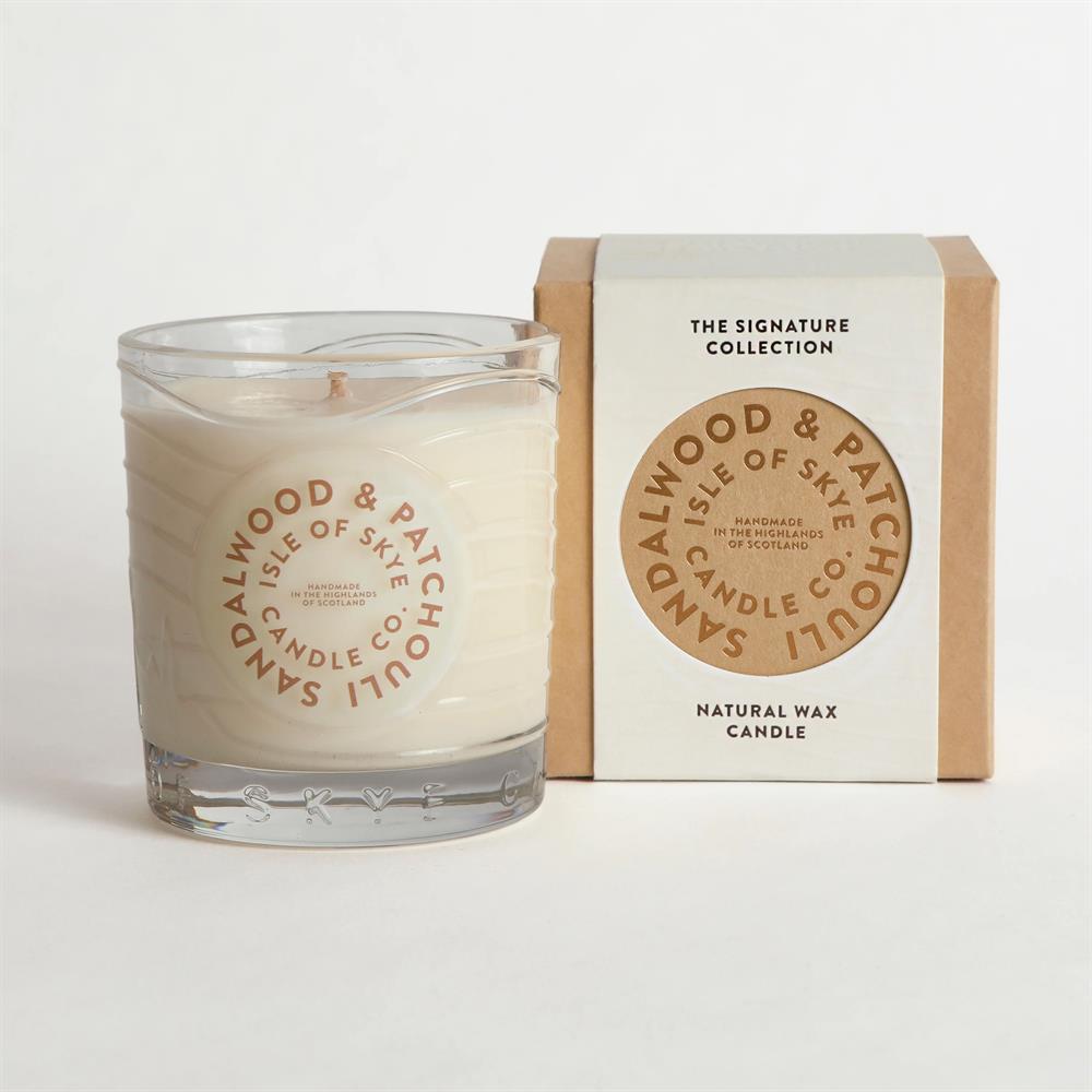 Sandalwood & Patchouli Natural Wax Candle 9.1cm x 8.2cm x 8.2cm - Greenlands Health Store