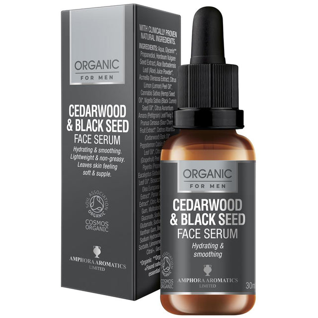 Cedarwood & Black Seed  Face Serum For Men Organic 30ml - Greenlands Health Store