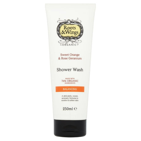 Organic Sweet Orange & Rose Geranium Shower Wash 250ml - Greenlands Health Store