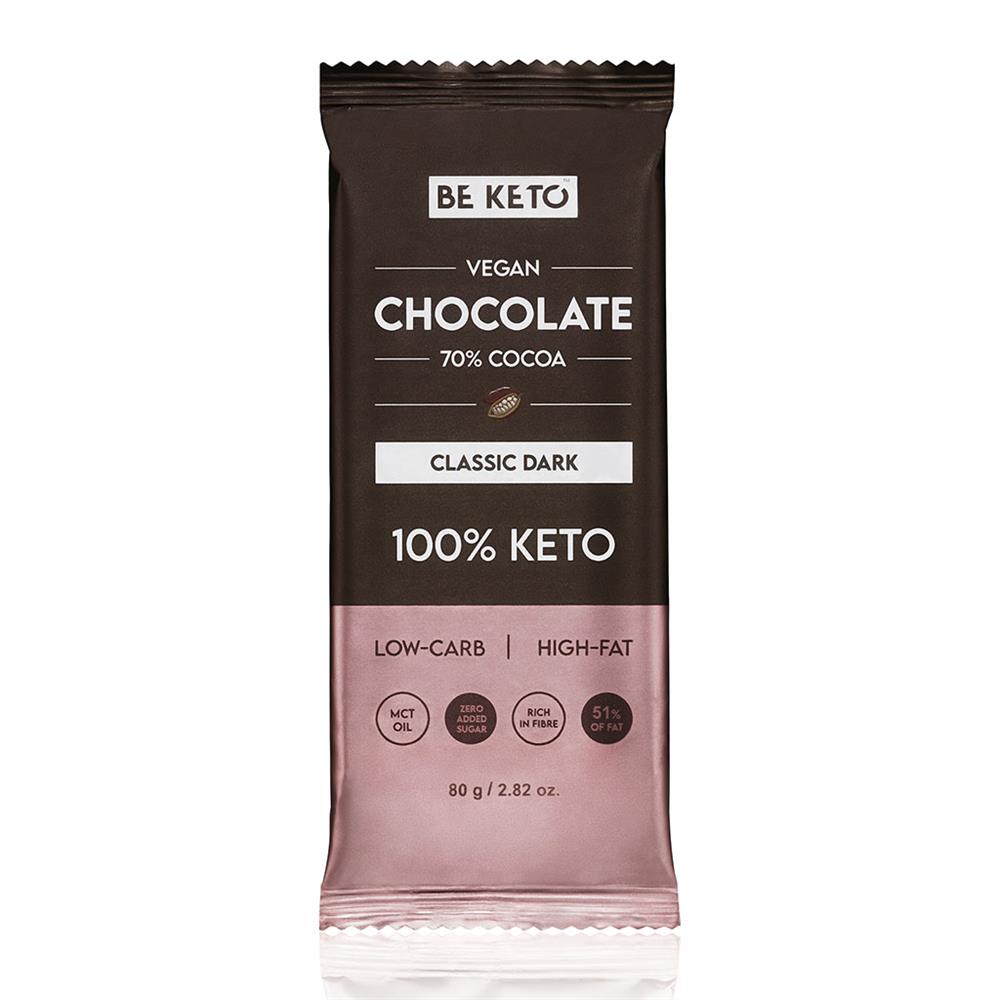 BeKeto - Vegan Keto Chocolate + MCT Classic Dark 80g - Greenlands Health Store