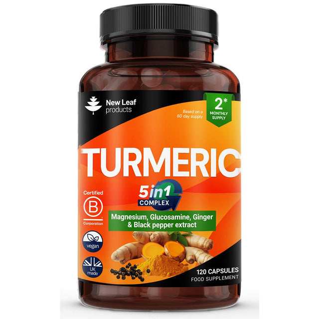 Turmeric + Magnesium Glucosamine Ginger & Black Pepper 120 Caps - Greenlands Health Store