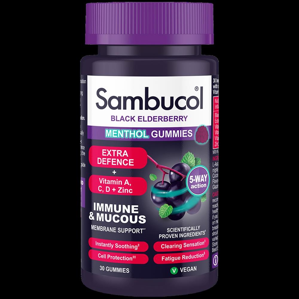 Sambucol Black Elderberry Extra Defence Menthol Gummies - Greenlands Health Store