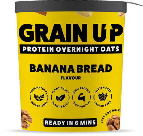 Grain UP Overnight Oats - Banana Bread 60g POT - Greenlands Health Store
