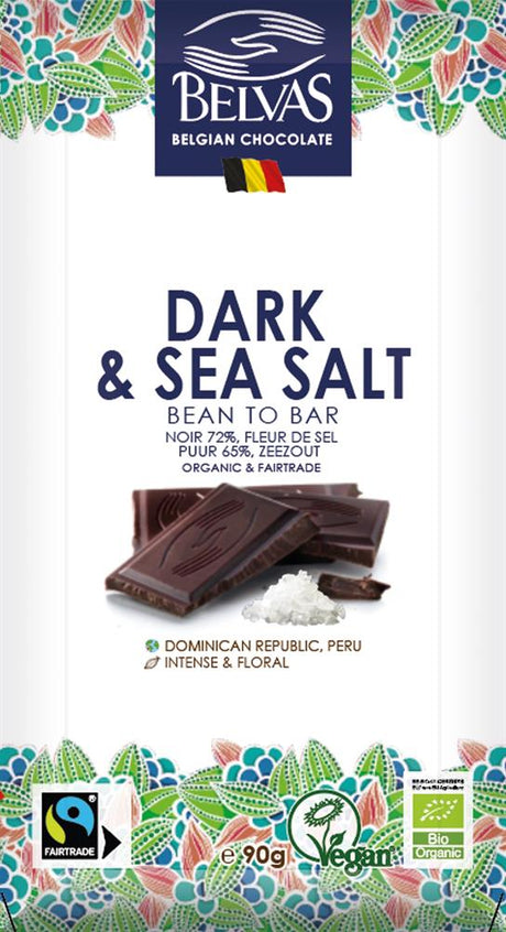 Belvas Tablet Dark & Sea Salt Rep Dom and Peru 90g - Greenlands Health Store