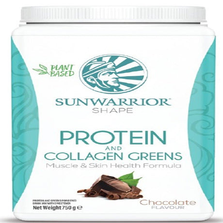 Sunwarrior Shape Protein Collagen Greens chocolate Flavour - Greenlands Health Store