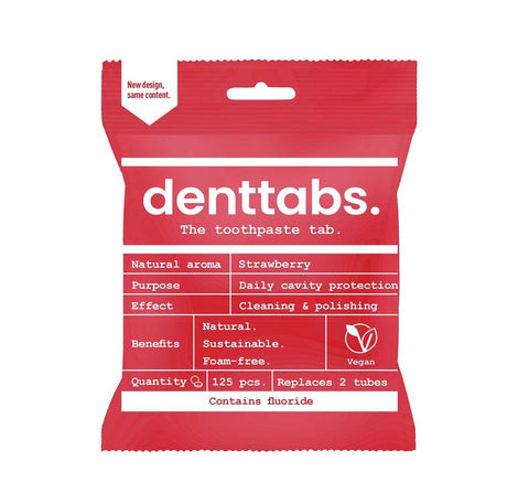 Denttabs Toothtablets Strawberry - 125 Pieces - with fluoride - Greenlands Health Store