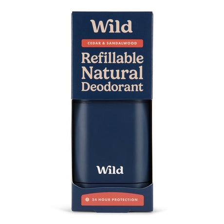 Wild Men's Navy Case and Cedar & Sandalwood Deo 40g - Greenlands Health Store