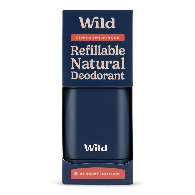 Wild Men's Navy Case and Cedar & Sandalwood Deo 40g - Greenlands Health Store