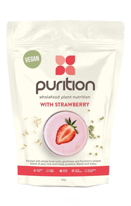 Purition Vegan Nutrition with protein Strawberry 250g - Greenlands Health Store