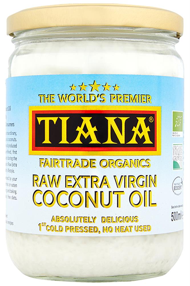 TIANA Fairtrade Organics Raw Extra Virgin Coconut Oil 500ml - Greenlands Health Store