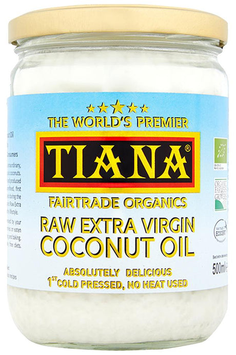 TIANA Fairtrade Organics Raw Extra Virgin Coconut Oil 500ml - Greenlands Health Store
