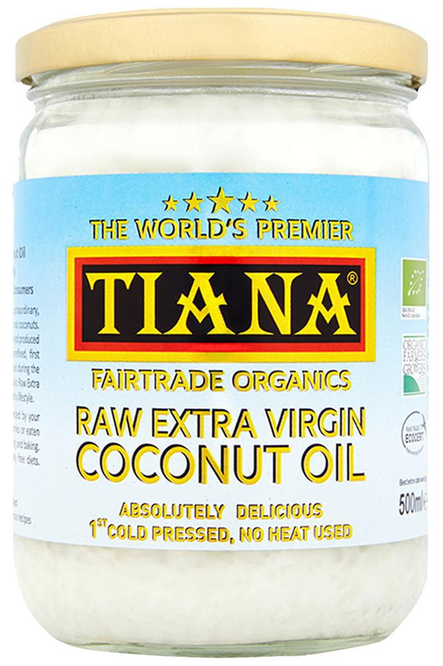 TIANA Fairtrade Organics Raw Extra Virgin Coconut Oil 500ml - Greenlands Health Store