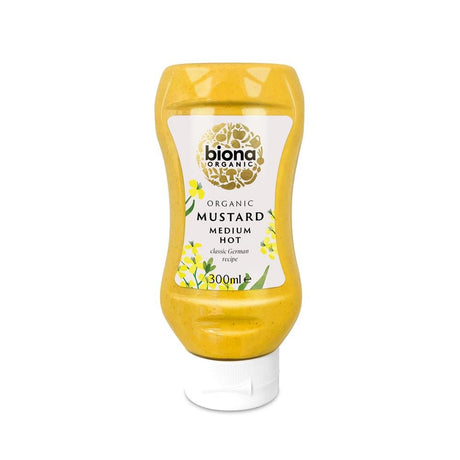 Biona Organic Medium Hot Mustard Squeezy 300ml - Greenlands Health Store