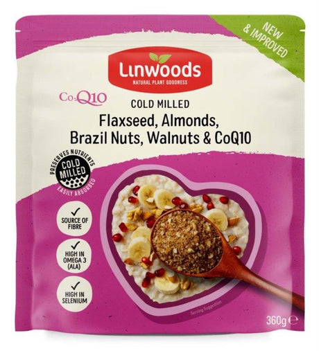 Linwoods Milled Flaxseed Nuts & Q10 Mix 360g - Greenlands Health Store