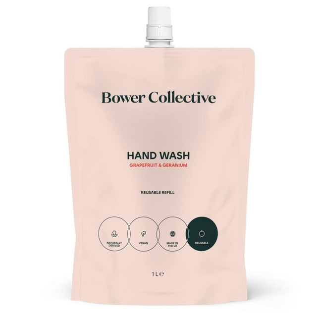 Grapefruit & Geranium Bower Natural Hand Wash Refill 1L - Greenlands Health Store