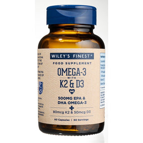 Vitamin K2 + D3 + Omega - 3. 60 Gelcaps - Greenlands Health Store