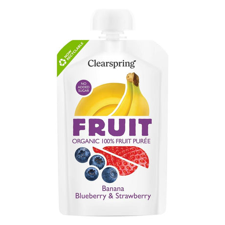 Organic FRUIT 100% Fruit Puree - Banana Blueberry & Strawberry 100g - Greenlands Health Store