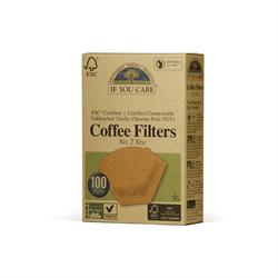 Coffee filters No. 2 Small Unbleached 100 Filters - Greenlands Health Store