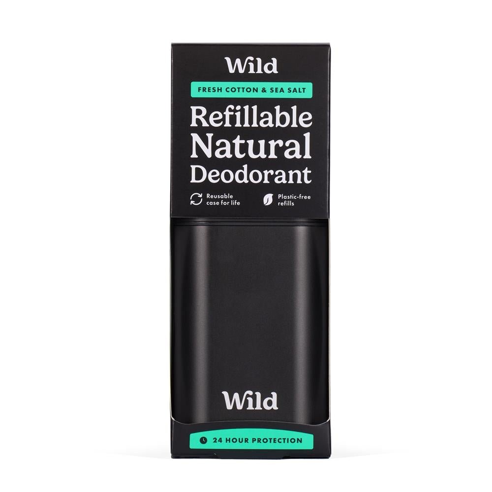 Wild Men's Black Case and Fresh Cotton & Sea Salt Deo 40g - Greenlands Health Store