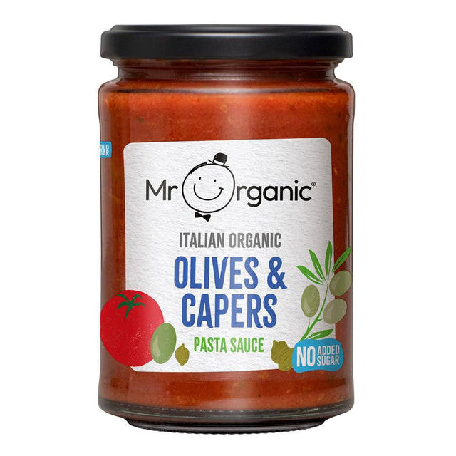 Mr Organic Authentic Italian Olives & Capers Pasta Sauce jar 350g - Greenlands Health Store