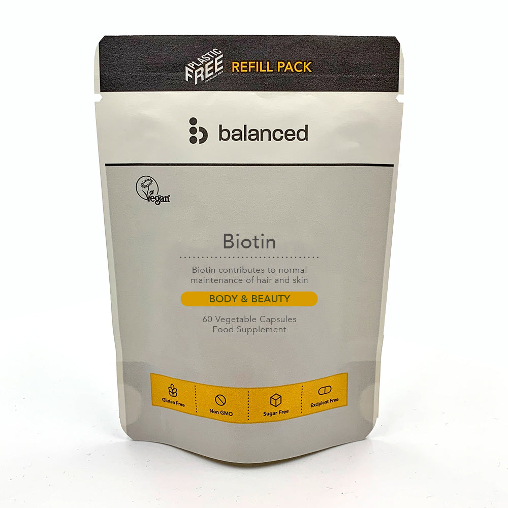 Biotin 60 Veggie Caps - Refill Pouch - Greenlands Health Store