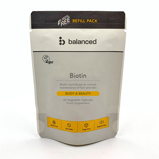 Biotin 60 Veggie Caps - Refill Pouch - Greenlands Health Store