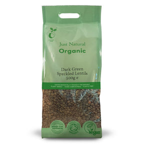 Organic Dark Green Speckled Lentils 500g - Greenlands Health Store