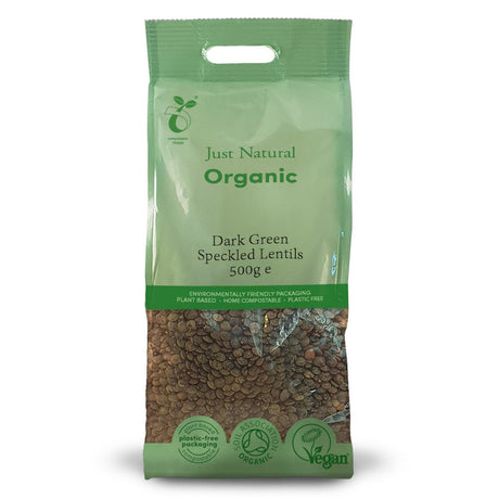 Organic Dark Green Speckled Lentils 500g - Greenlands Health Store