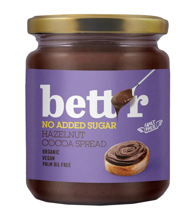 Hazelnut Cocoa Spread with NO Added Sugar Bio Bettr 250g - Greenlands Health Store