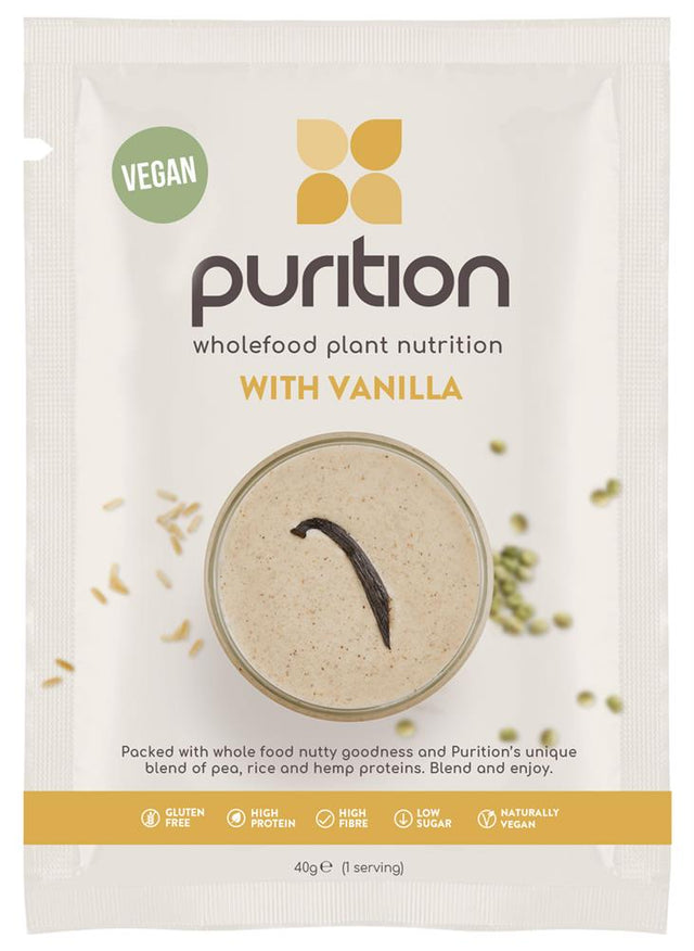Purition Vegan Wholefood Nutrition Vanilla 40g (1 serving) - Greenlands Health Store