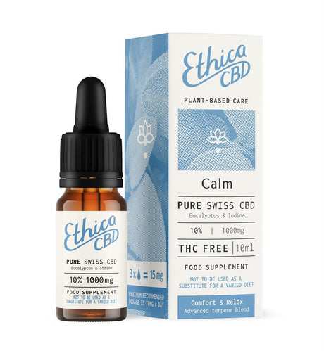 Calm CBD Oil 1000mg/10ml (with Eucalyptus & Iodine) - Greenlands Health Store