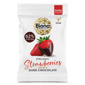 Biona Organic Dark Chocolate Strawberries 45g - Greenlands Health Store